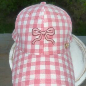 Juicy Couture Pink Checker Bow Gold Jewel Heart Adjustable Baseball Hat Viral